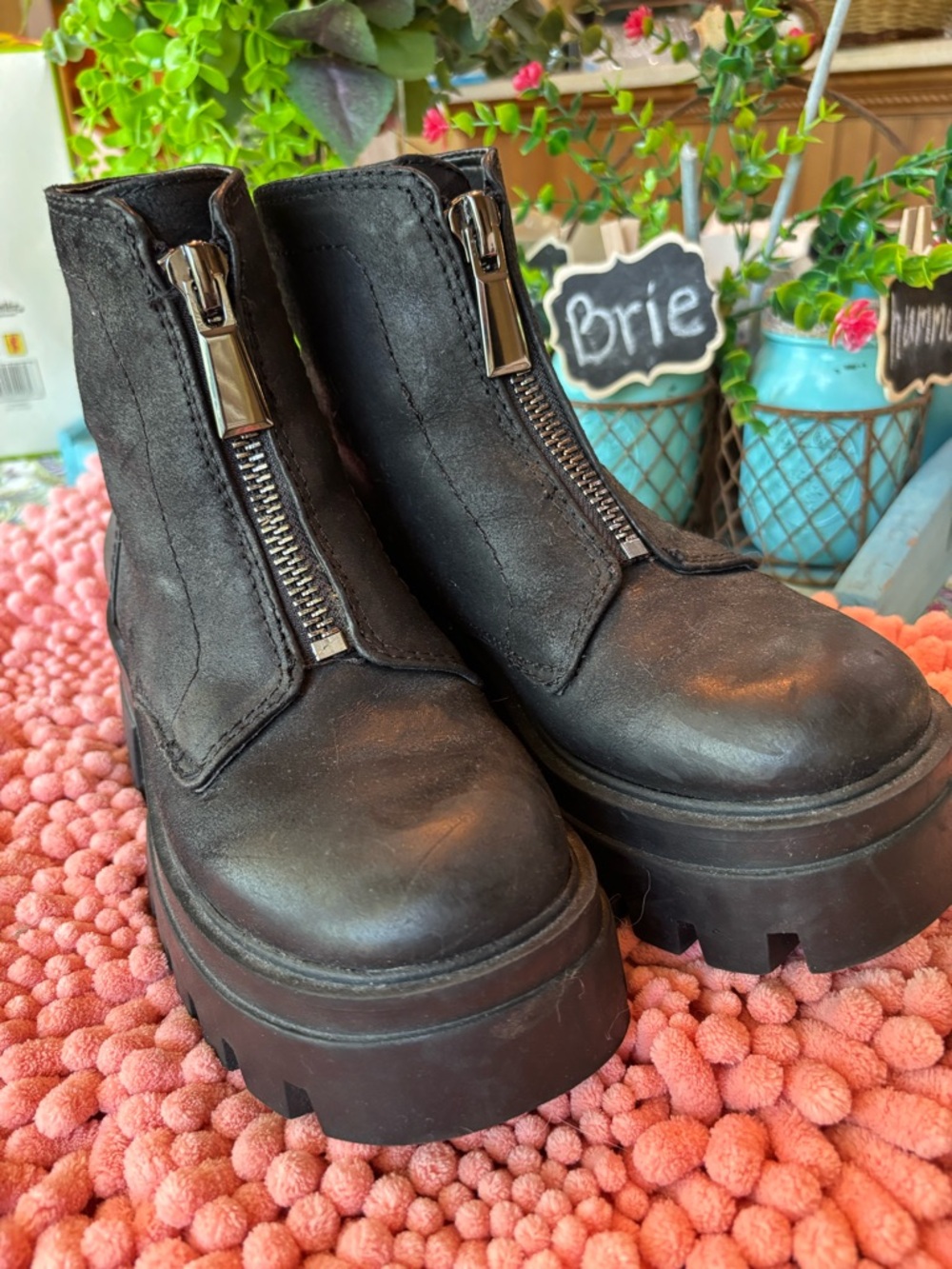 Black Gianni Bini Chunky Lug Sole Boots